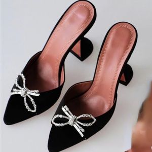 Amina-style rhinestone bow sling back